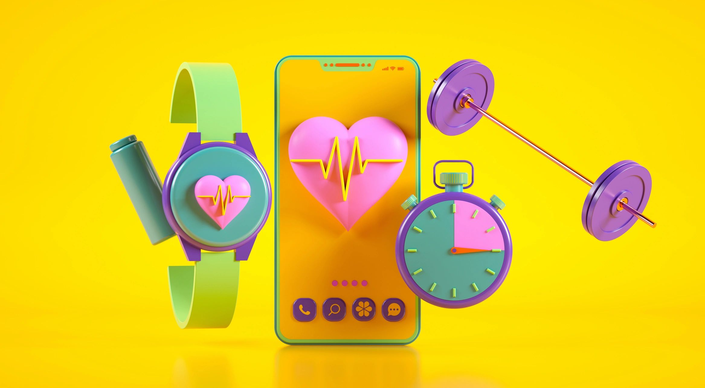 Health tracking devices showing heart and ECG metrics